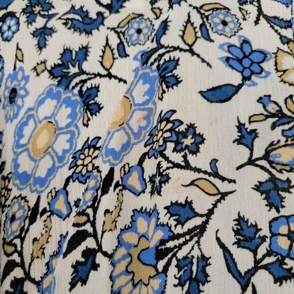 Christy Dawn Cream and Blue Floral Short Sleeve Maxi Dress Small - Picture 9 of 11